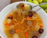 A picture of step 9 of Steamed Bird's Nest with Red Dates, Goji Berries, Dried Longan, Cordyceps, and Chia Seeds.