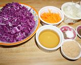 A picture of step 1 of Homemade Southern-Style Longaniza with Garlic Mashed Potatoes and Red Cabbage Sauerkraut.