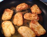 A picture of step 4 of Fried Halloumi Cheese with Caper and Basil Dressing.