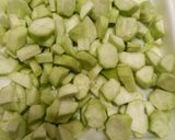 A picture of step 1 of Baigan and Toarie 🍆🍆🥒🥒🧄.