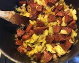 Une image de l'étape 4 de Maccheroni au chorizo champignons et coeurs d artichauts.