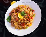 A picture of step 12 of Sausage fried rice.