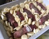 Фото кроку 1 до Мясные рулетики с картошкой в сливках.
