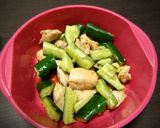 A picture of step 6 of Chicken Tenders and Pounded Cucumbers Seasoned with Yuzu Pepper.