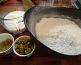 A picture of step 1 of Olive, Rosemary & Flaxseed Buckwheat Bread.