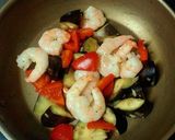A picture of step 5 of Kimchi Sweet Vinegar Stir Fry with Shrimp and Eggplant.