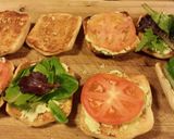 A picture of step 5 of Torta BLT with Avocado Mayo.