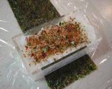 A picture of step 3 of Spam Musubi.