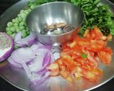 A picture of step 1 of Matar Methi Pulao.