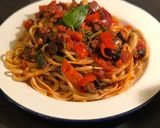 A picture of step 7 of Linguine puttanesca 🍝.