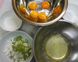 A picture of step 1 of Oil-free Green Tea Chiffon Cake.