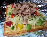 A picture of step 3 of Ham And Pepper Cracker Pizza.