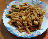 Foto del paso 9 de la receta: Plumas integrales con verduras a la soja y almendras
