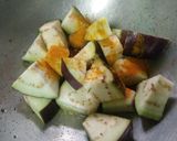 A picture of step 2 of Chettinad fish fry with veggie.