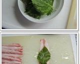 A picture of step 2 of Shiso Leaf and Pork Belly Rolls.
