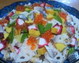 A picture of step 6 of Chirashizushi with Leftovers from Osechi.