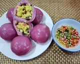 Hình bước làm 6 của món Bánh ít trần chay màu lá cẩm