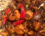 A picture of step 6 of Kung Pao Prawns.
