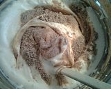 A picture of step 4 of Chocolate Angel Food Cake with White and Dark Chocolate Glaze.