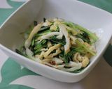 A picture of step 5 of Mizuna Greens, Chikuwa, and Tofu Medley.