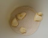 A picture of step 3 of Vickys Cherry Frangipane-Streusal Cake, GF DF EF SF.