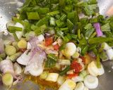 A picture of step 1 of Spring onion with besan.