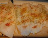 A picture of step 1 of Flounder Meunière.