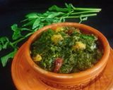 A picture of step 5 of Helencha Saag Bhaji (Stir Fried Buffalo Spinach).