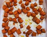 A picture of step 2 of Spiced sweet potato, puy lentil and rocket with honey and parmesan cheese.