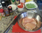 A picture of step 2 of Chicken Penne Alfredo with veggies and homemade sauce.