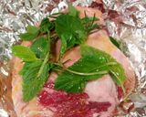 A picture of step 2 of Lamb leg on foil.