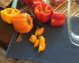 A picture of step 1 of Cara's stuffed bell peppers.
