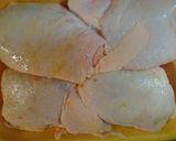 A picture of step 1 of Bourbon Chicken.