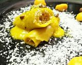 A picture of step 15 of Shahi mango khandvi with Mango rabari.