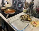 A picture of step 8 of Lamb moussaka lasagna.