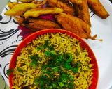 A picture of step 5 of Uggani with mirpakaya bajji.