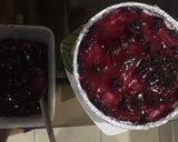 A picture of step 5 of 37 years of love blueberry cheesecake.