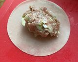 A picture of step 5 of Japanese pan fried dumplings with pork, napa cabbage and spring onion 🥟 - Gyoza.