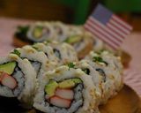 A picture of step 8 of California Rolls.