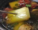 A picture of step 8 of Ajillo with Japanese Leek and Dried Tomatoes.