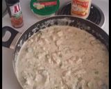 A picture of step 2 of Secret ingredient broccli and chicken Alfredo.