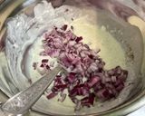A picture of step 9 of Crozets with Tuna, Red Onion, and Mascarpone Gorgonzola Blend.
