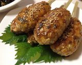 A picture of step 10 of Izakaya Style At Home! Bamboo Shoot and Shiso Leaf Tsukune Patty Skewers.