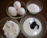 A picture of step 1 of Rich Black Sesame Roll Cake.