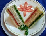 A picture of step 3 of Tri colour sandwich.