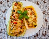 Darált hússal töltött tök és cukkini sok reszelt sajttal 🥂🥂🥂 recept fázis 10 fotója