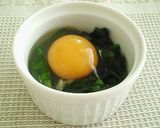 A picture of step 2 of Eggs en Cocotte (Shirred Eggs) with Spinach, Mayonnaise and Cheese.