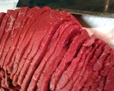 A picture of step 1 of Mongolian beef.