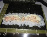 A picture of step 2 of Avocado and Shrimp California Roll.
