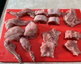 A picture of step 1 of Rabbit in Garlic and Lemon sauce.